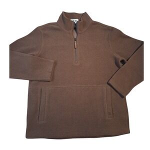 Free Fly Men's  Medium Chocolate Brown Bamboo Sherpa Quarter Zip Preppy Sweater